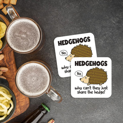 CS411 Hedgehogs why Can't They just Share The Hedge? Novelty Funny Coffee Tea Drink Gift Glossy MDF Wooden Coaster
