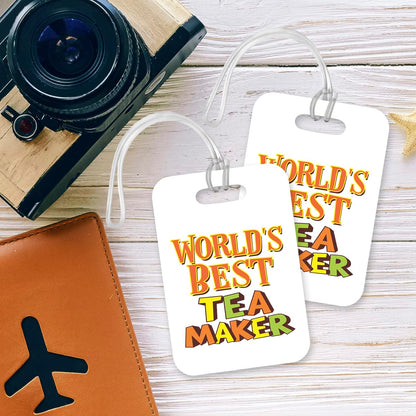 LT428 World's Best Tea Maker Novelty Funny Unique Designer Gift, Suitcase, Glossy Plastic Luggage Tag for Tea Maker