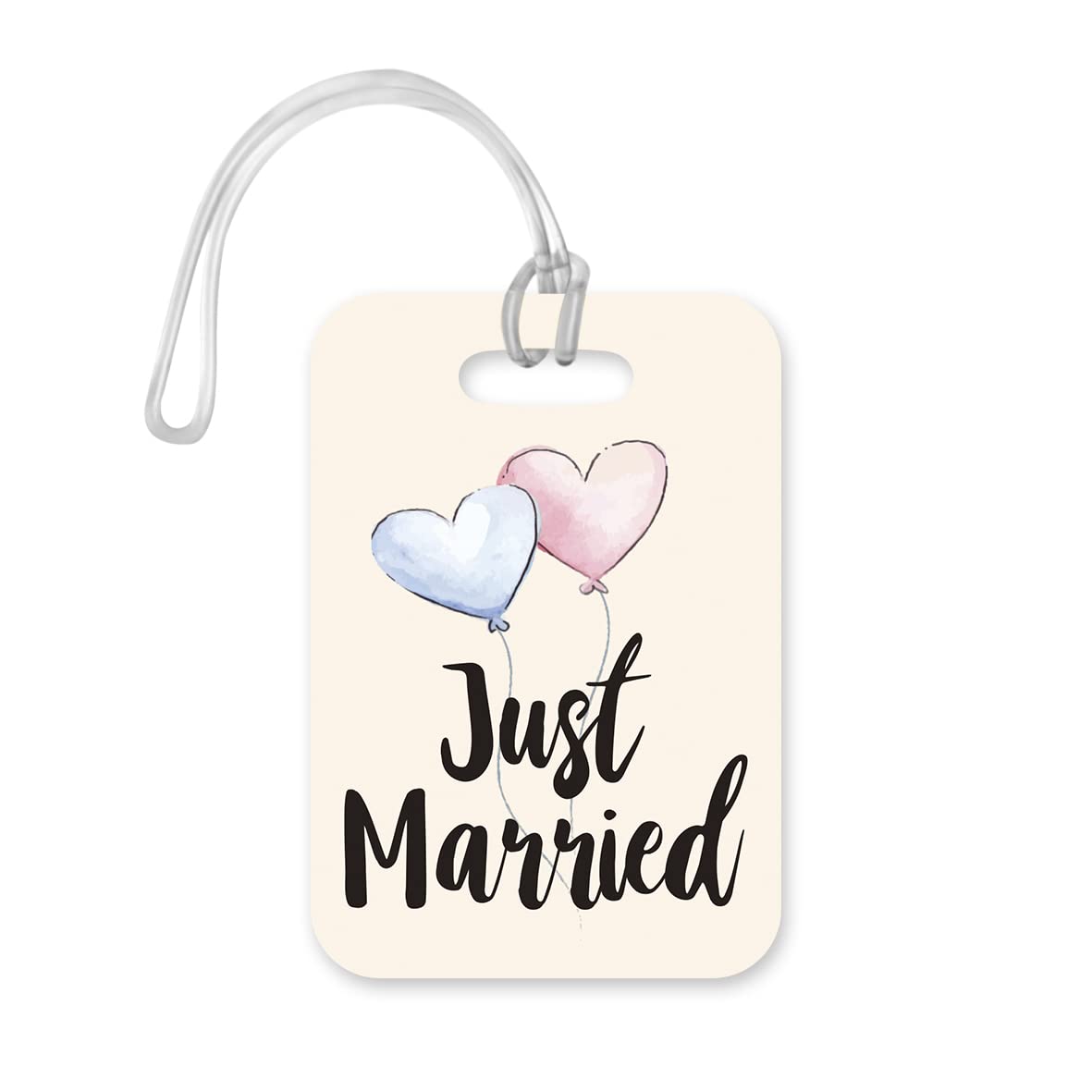 LT025 Just Married Novelty Funny Unique Designer Gift Glossy Plastic Suitcase Luggage Tag