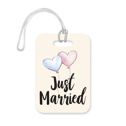 LT025 Just Married Novelty Funny Unique Designer Gift Glossy Plastic Suitcase Luggage Tag