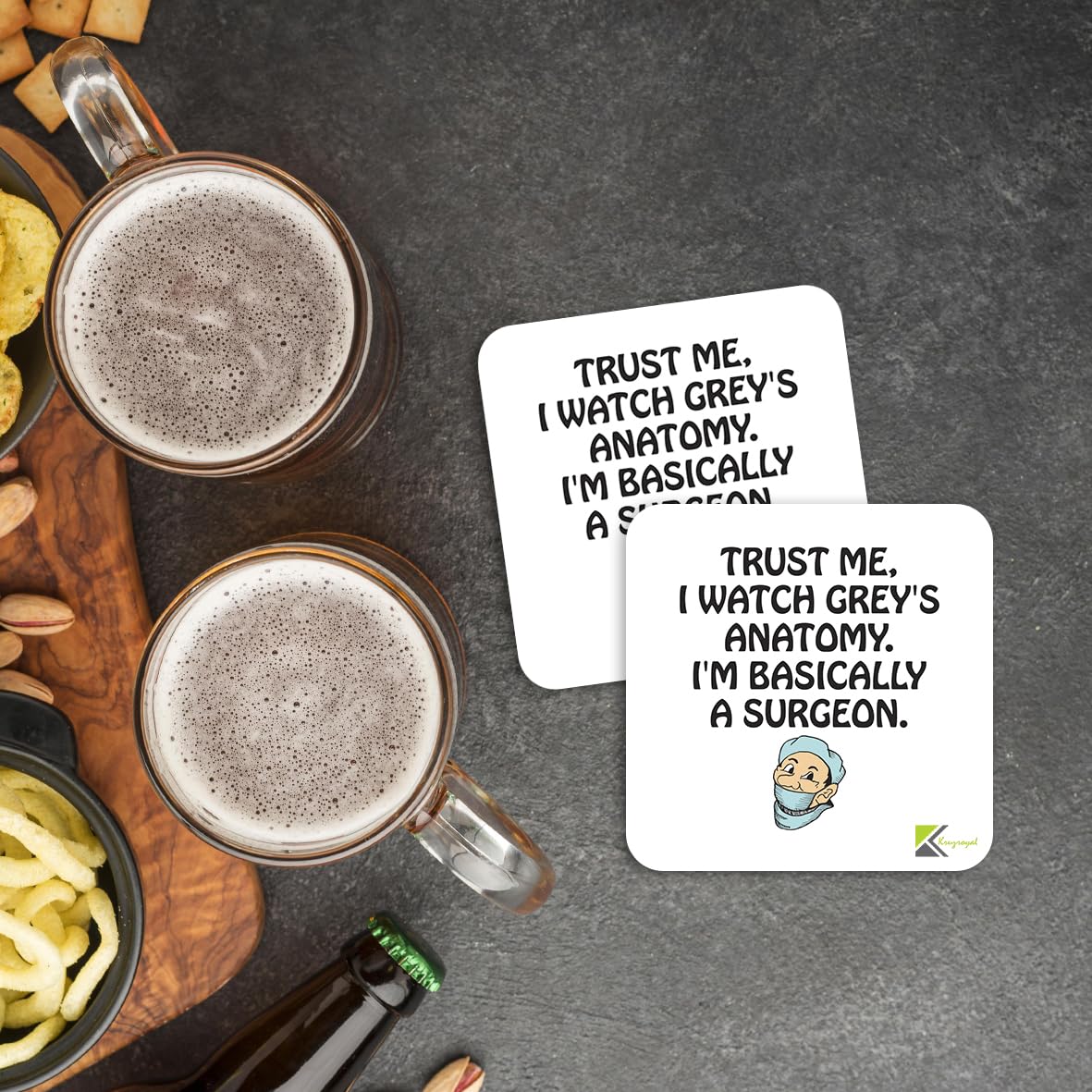 CS239 Trust me, i Watch Grey's Anatomy. I'm Basically a surgeonNovelty Funny Coffee Tea Drink Gift Glossy MDF Wooden Coaster