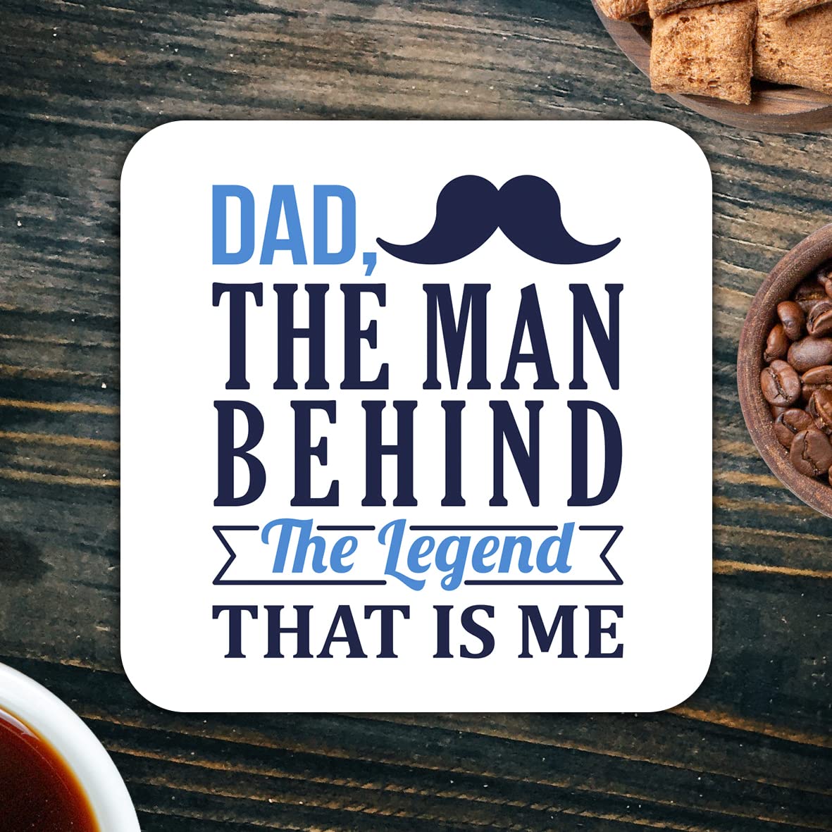 CS709 Dad, The Man Behind The Legend That is Me Novelty Funny Coffee Tea Drink Gift Glossy MDF Wooden Coaster