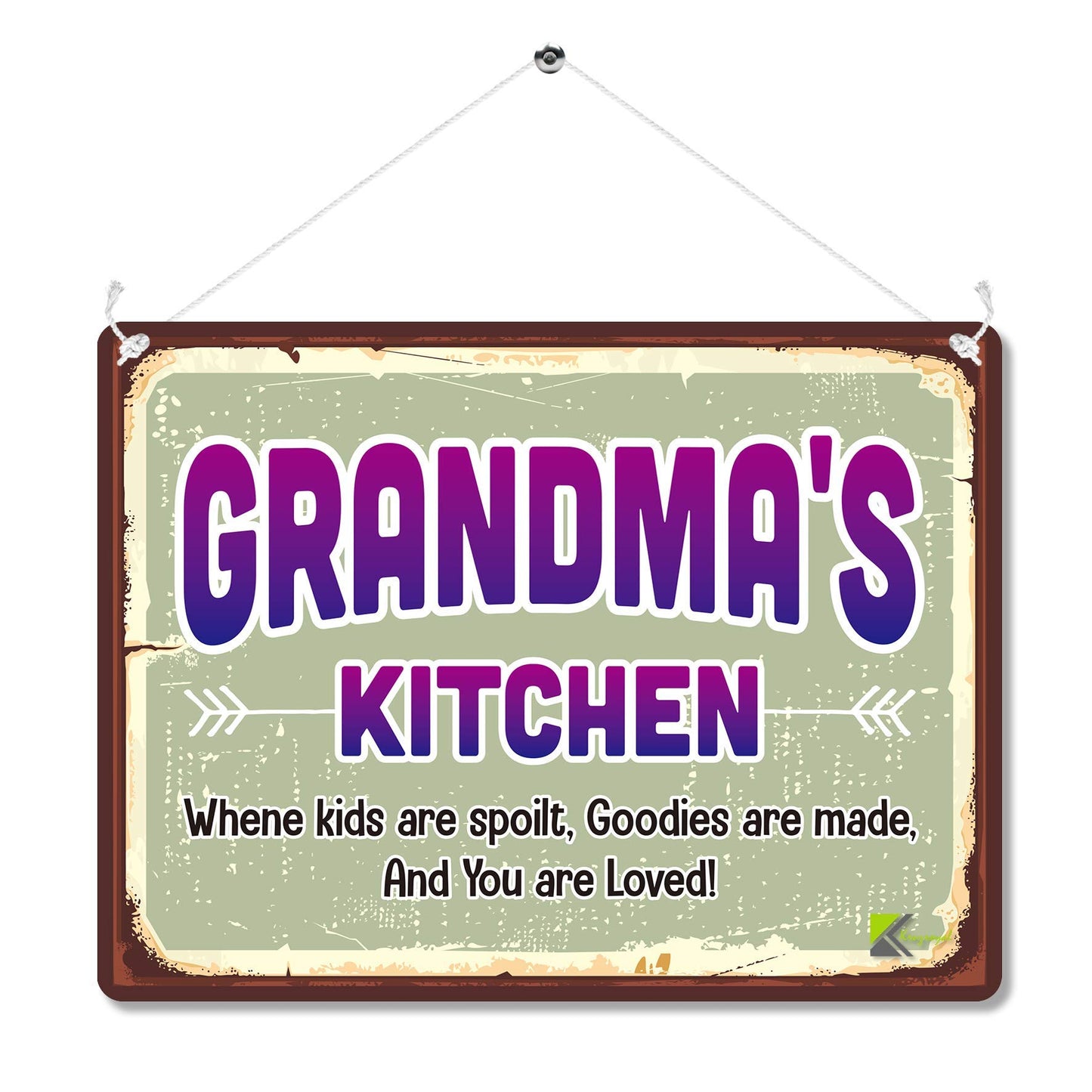 Kruzroyal MP192 Grandma's Kitchen : Where kids are spoilt. Goodies are made, And you are loved! Funny Novelty Retro Vintage Metal Wall Sign Plaque 20cm x 15cm