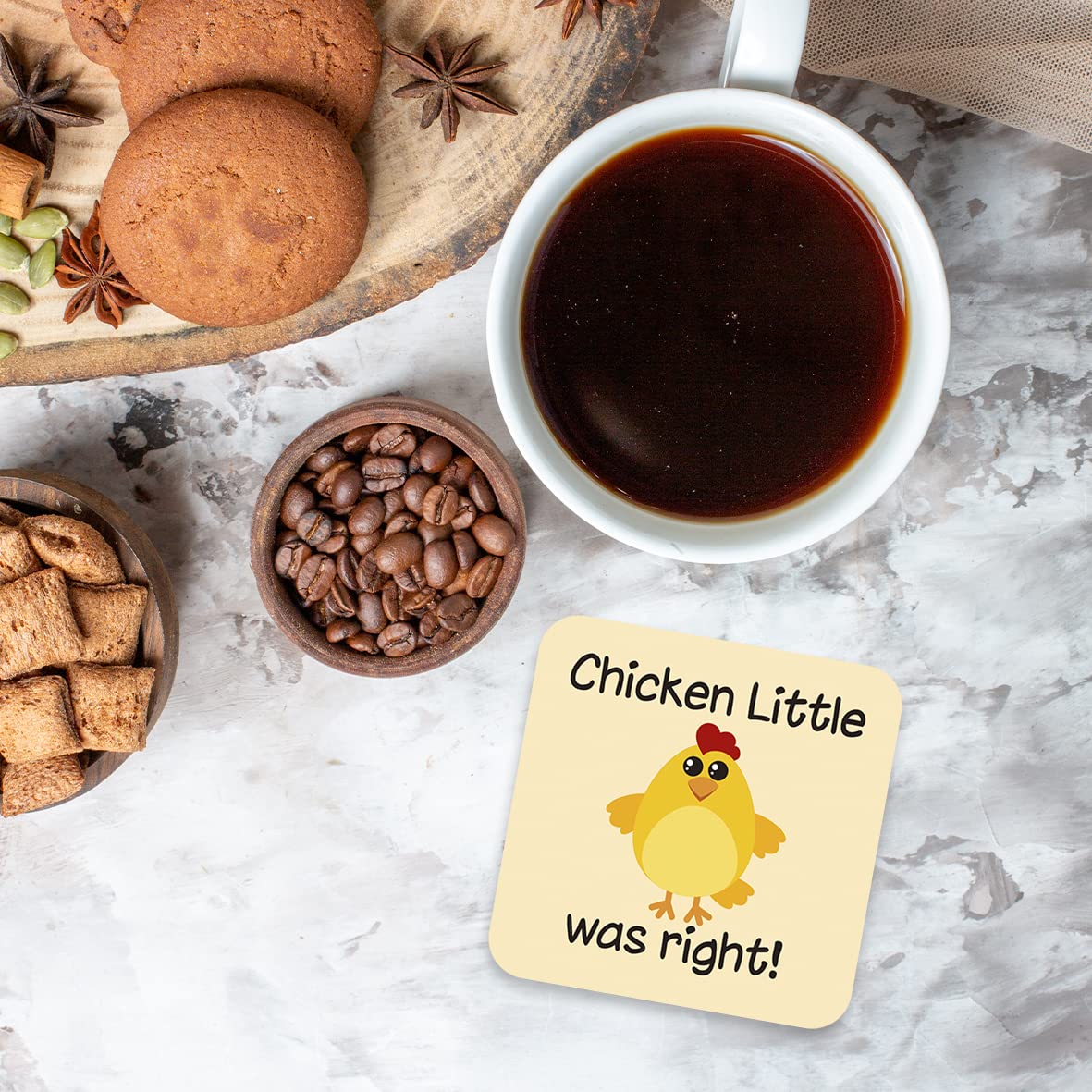 CS636 Chicken Little was Right! Novelty Funny Coffee Tea Drink Gift Glossy MDF Wooden Coaster