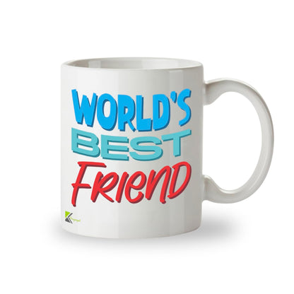 Kruzroyal DZ823 World's Best Friend Mug 11oz - White Ceramic Coffee & Tea Cup for Bestie, Best Mate - Birthday, Friendship Present for Him or Her