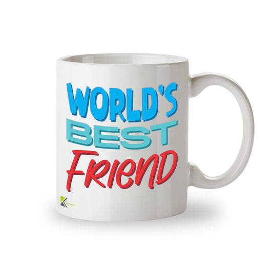Kruzroyal DZ823 World's Best Friend Mug 11oz - White Ceramic Coffee & Tea Cup for Bestie, Best Mate - Birthday, Friendship Present for Him or Her