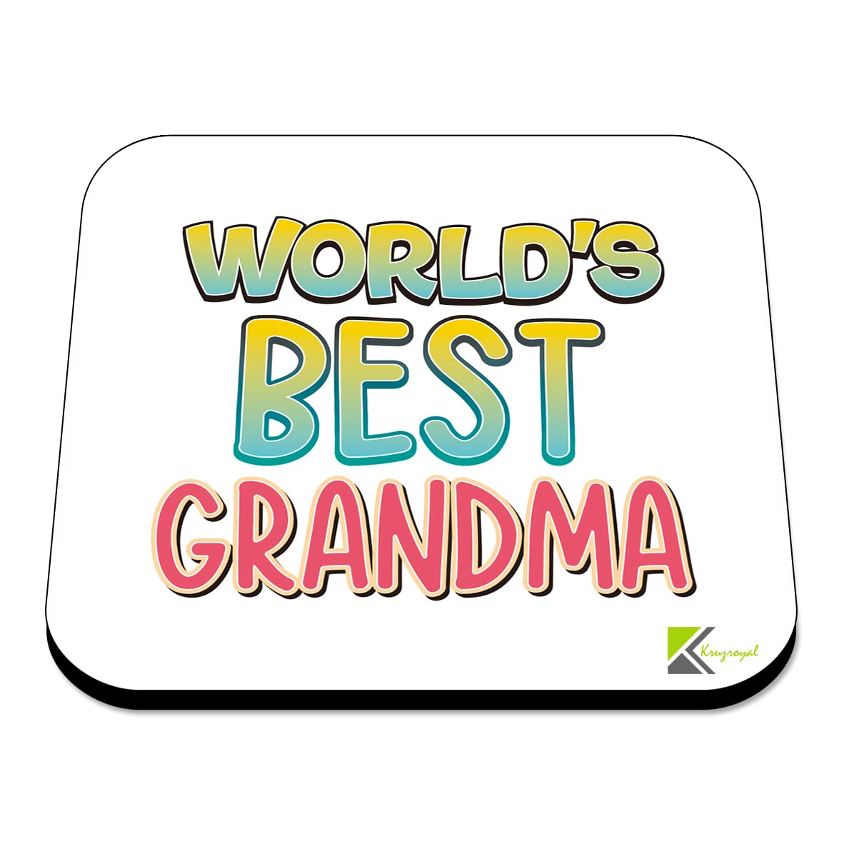 WB024 World's Best Grandma MDF Wooden Coaster by Kruzroyal | Gift for Grandma | Unique Novelty Present | 9cm x 9cm | Coffee Tea MDF Wooden Coaster