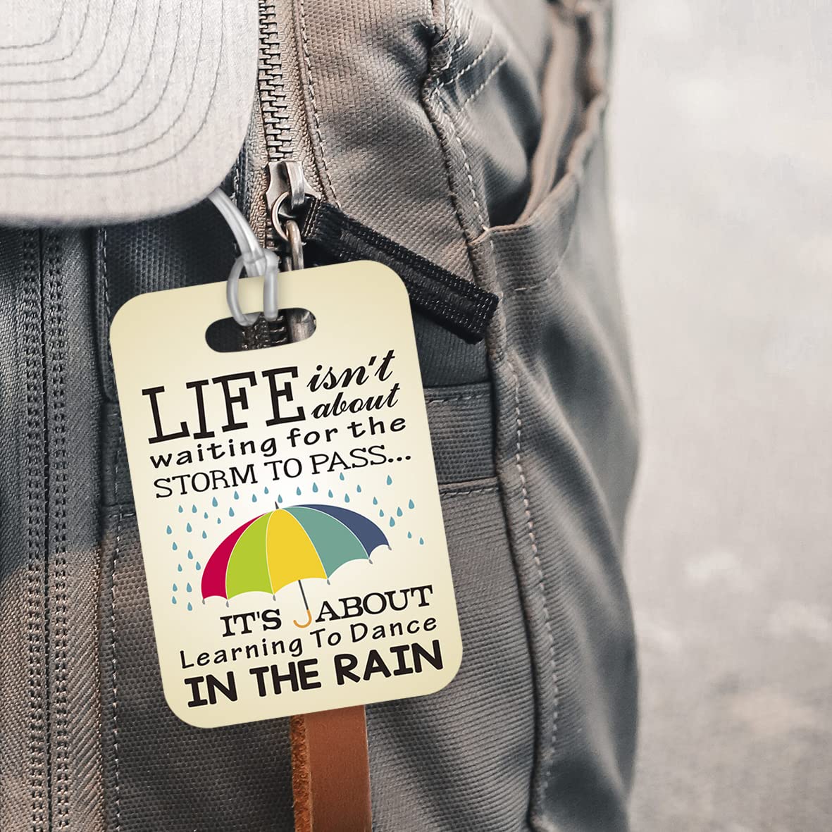 LT188 Life Isn't About Waiting for The Storm to Pass... It's About Learning to Dance in The Rain Novelty Funny Unique Designer Gift Glossy Plastic Suitcase Luggage Tag