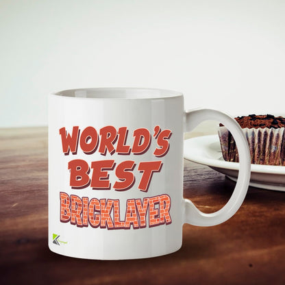 Kruzroyal DZ843 World's Best Bricklayer Mug 11oz - White Ceramic Coffee & Tea Cup for Brickie, Builder - Ideal Birthday, Father's Day, Thank You Present