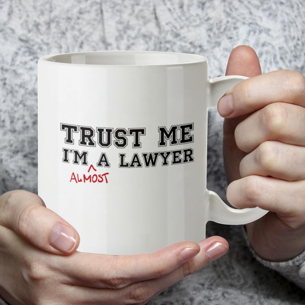 Kruzroyal Funny Law Student Mug, Trust Me I'm Almost A Lawyer Design, Novelty Gift for Trainee Solicitor, Paralegal, Barrister or Student, Novelty Great Gift Idea Coffee Tea Mug Coffee Cup, 11 oz