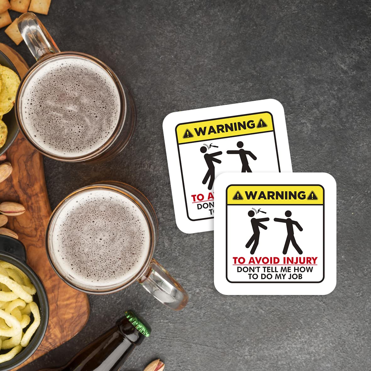 CS596 Warning : to Avoid Injury Don't Tell me How to do My Job Novelty Funny Coffee Tea Drink Gift Glossy MDF Wooden Coaster