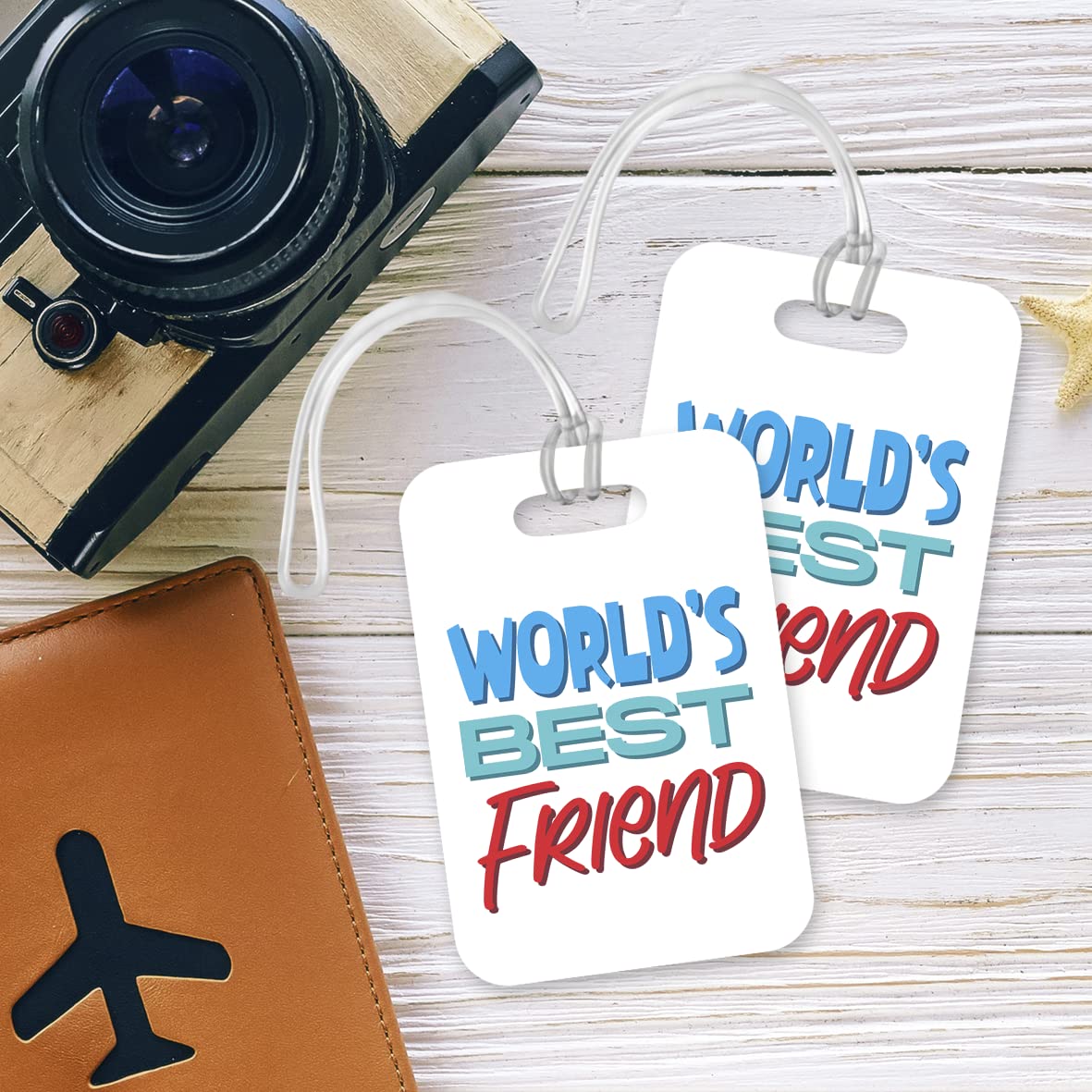 LT423 World's Best Friend Novelty Funny Unique Designer Gift, Suitcase, Glossy Plastic Luggage Tag for Friend