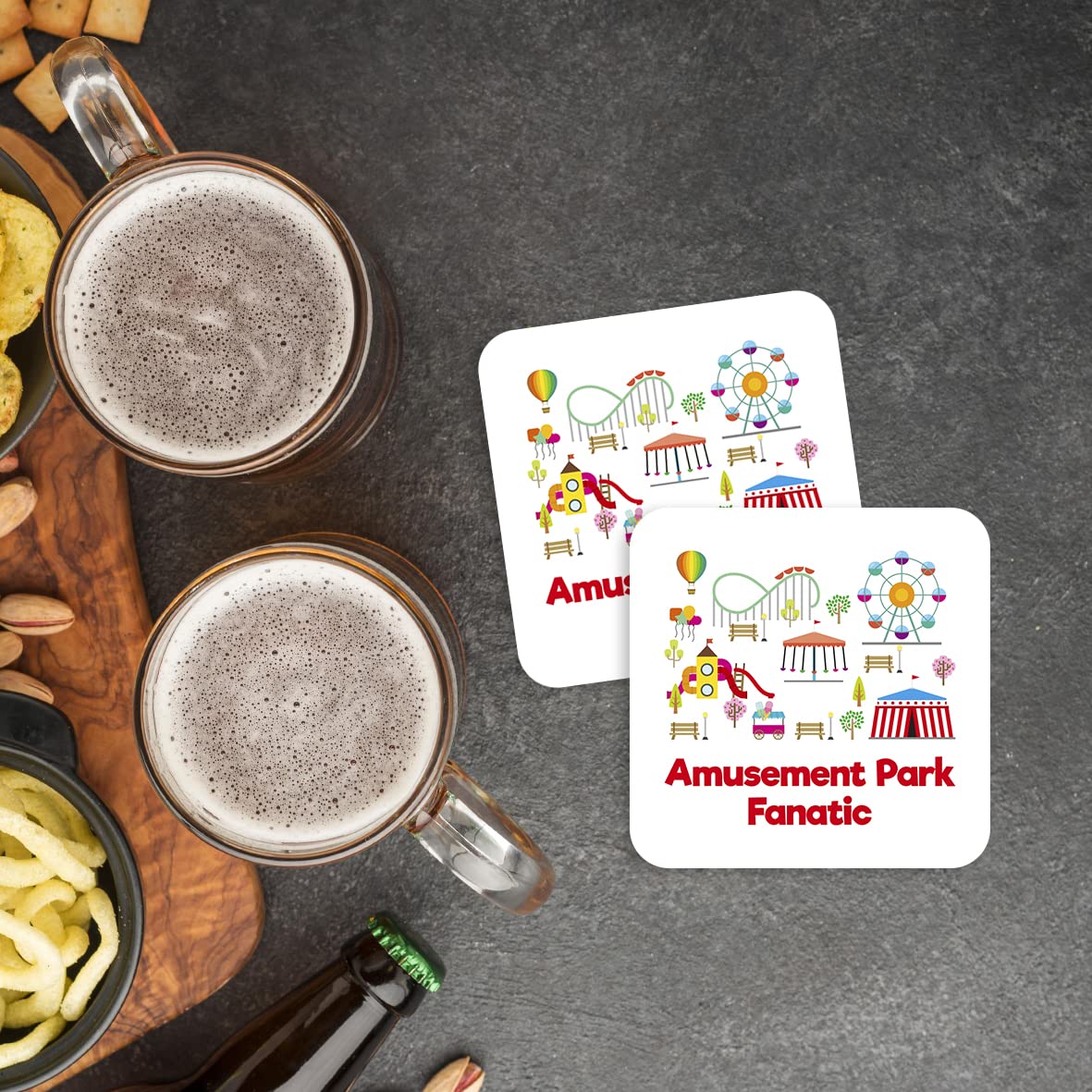 CS629 Amusement Park Fanatic Novelty Funny Coffee Tea Drink Gift Glossy MDF Wooden Coaster