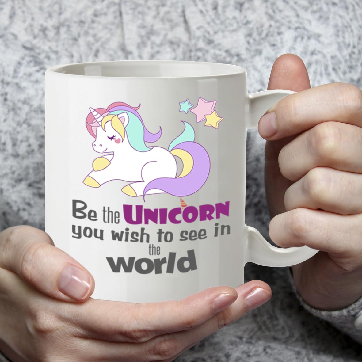 Kruzroyal Unicorn Mug, Be The Unicorn You Wish to See in The World, Funny Novelty Gift Tea Coffee Cup for Women Girls