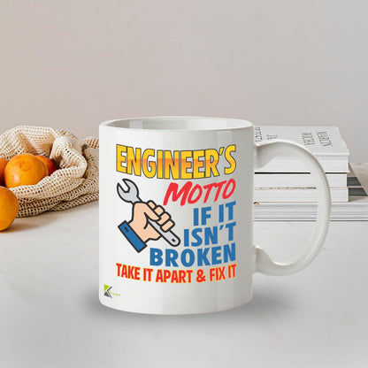 Kruzroyal Engineer's Motto Funny Mug - Novelty Engineering Cup Great Gag Present for Men Dad Colleague Mechanic