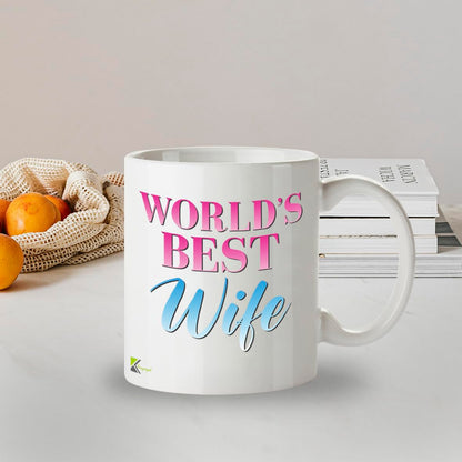 Kruzroyal DZ846 World's Best Wife Mug 11oz - White Ceramic Coffee & Tea Cup - Ideal Birthday, Anniversary, Mother's Day Present for Her