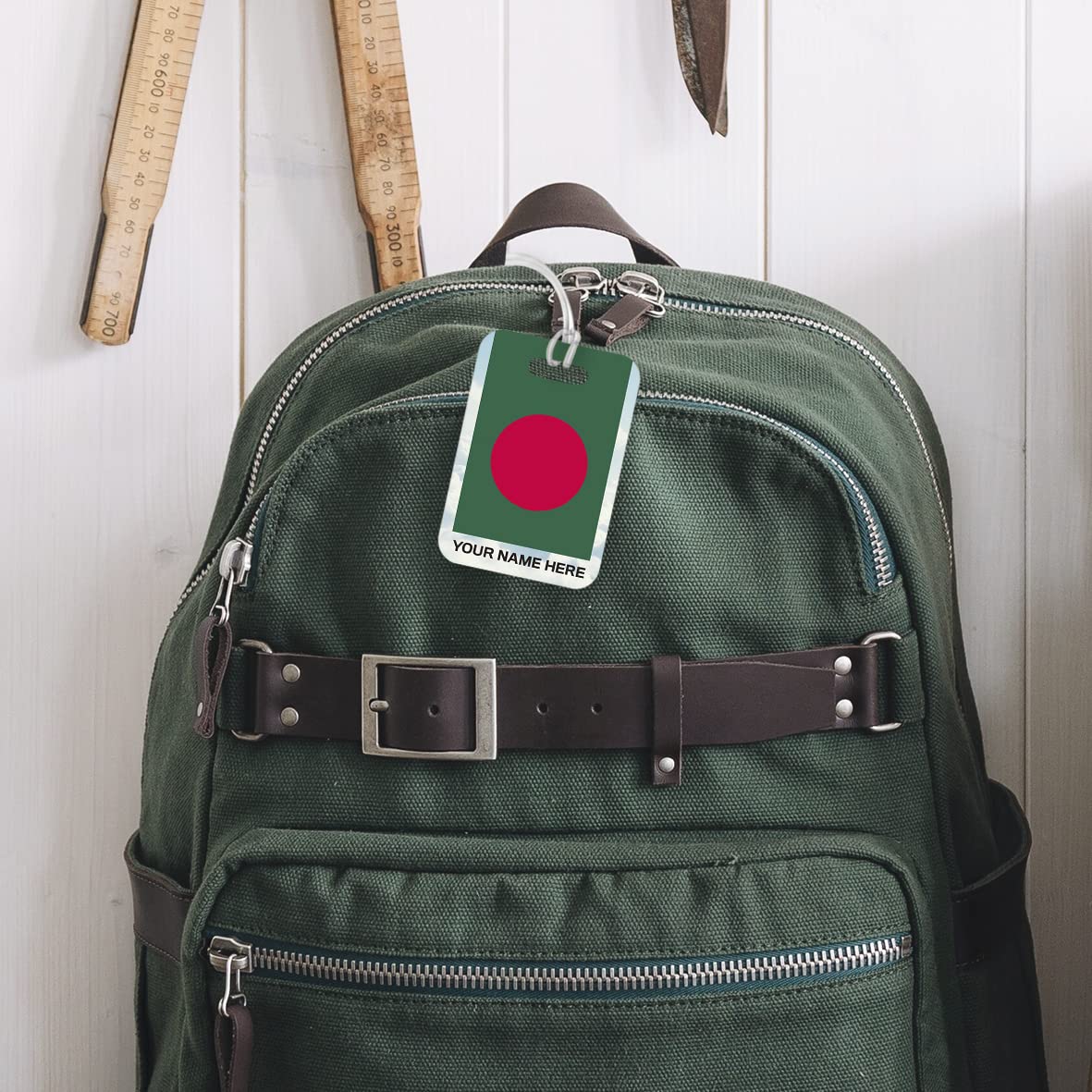 PLT267 Personalised Name with Bangladesh Flag Novelty Funny Unique Designer Gift Glossy Plastic Suitcase Luggage Tag
