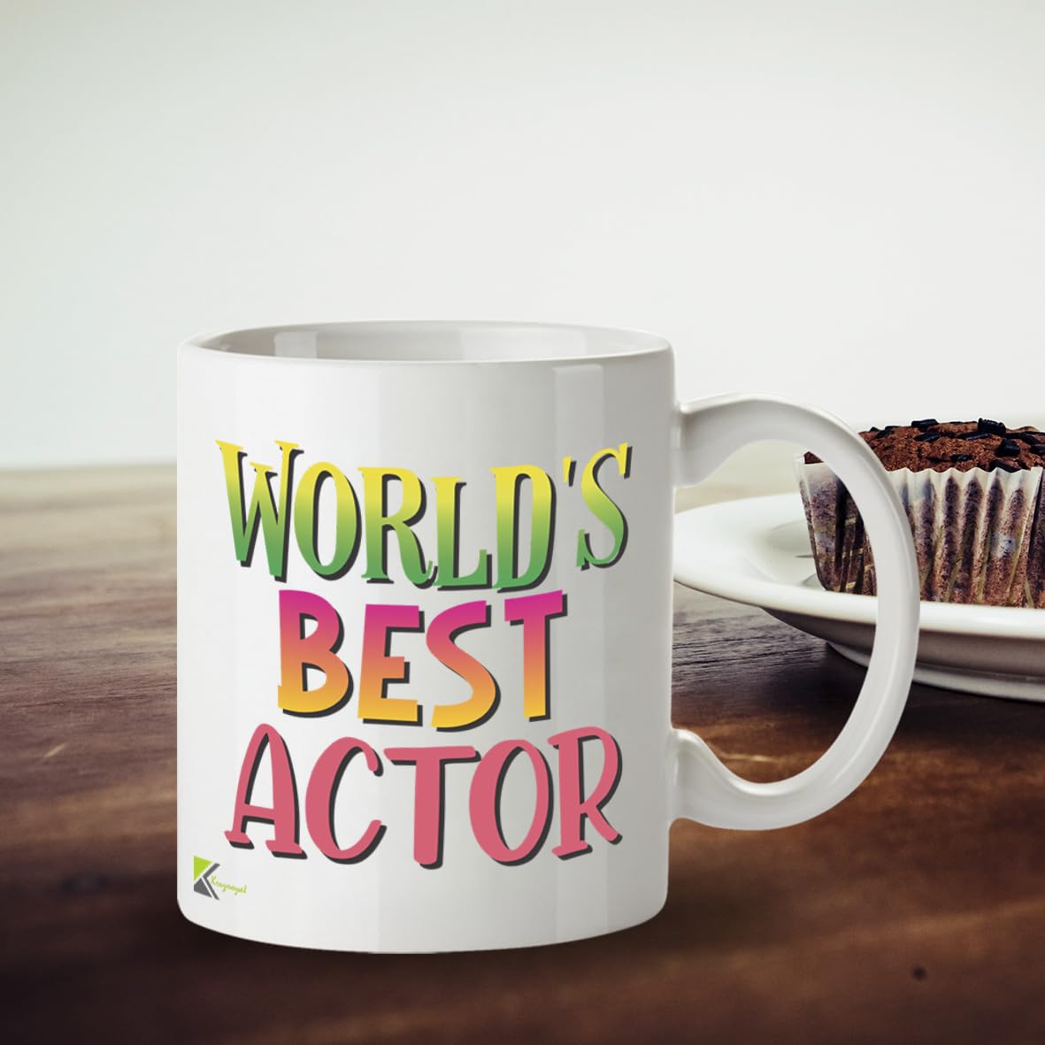 Kruzroyal DZ865 World's Best Actor Mug 11oz - White Ceramic Cup for Performer, Thespian - Ideal Birthday, Good Luck Present for Him