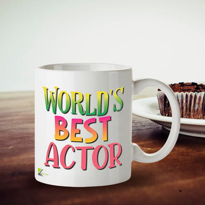 Kruzroyal DZ865 World's Best Actor Mug 11oz - White Ceramic Cup for Performer, Thespian - Ideal Birthday, Good Luck Present for Him