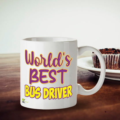 Kruzroyal DZ878 World's Best Bus Driver Mug 11oz - White Ceramic Cup for Coach Operator - Funny Birthday, Thank You, Leaving Present