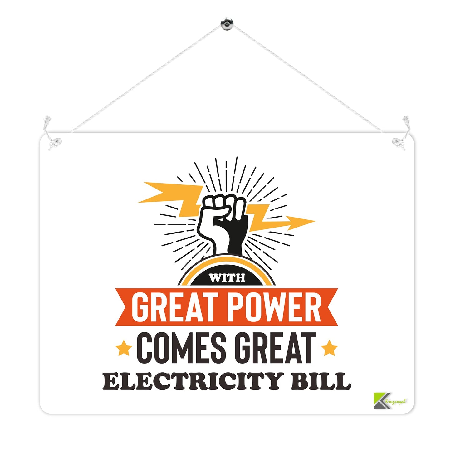 MP236 With great power comes great Electricity bill Funny Novelty Retro Vintage Metal Wall Sign Plaque 20cm x 15cm