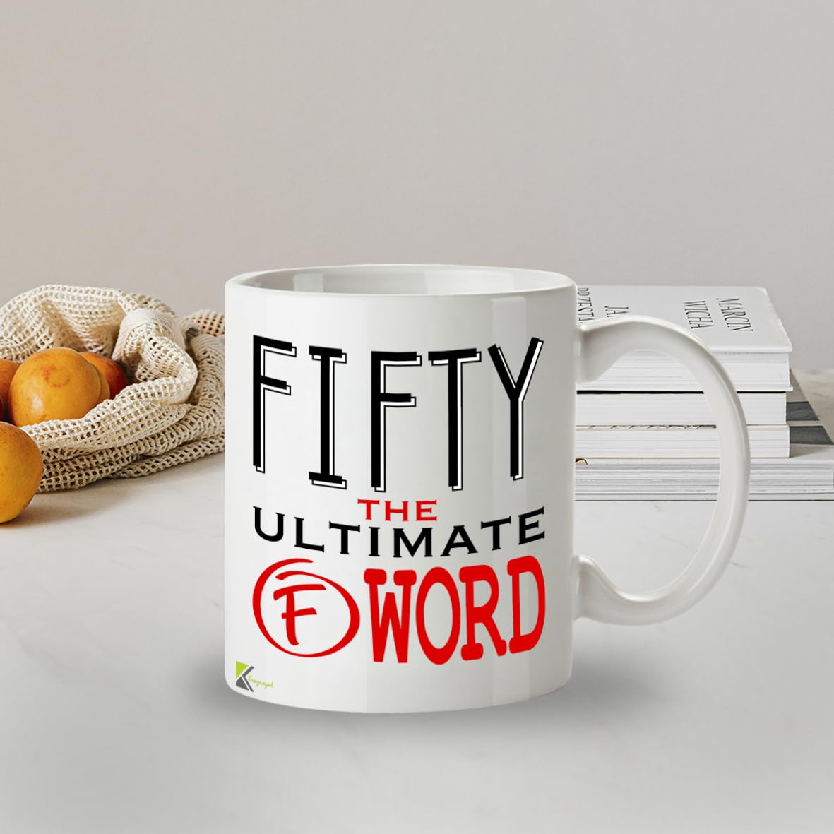 Kruzroyal Fifty the Ultimate F Word Coffee Mug | Funny 50th Birthday Gifts for Men or Women | 50 Years Old Ceramic Tea Cup | 11 oz