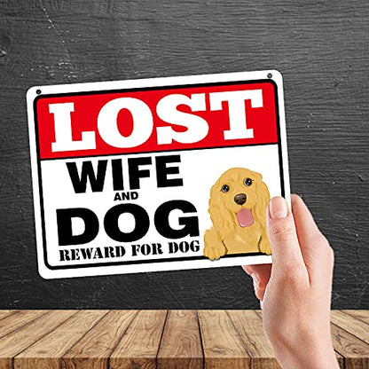 Kruzroyal MP367 LOST, Wife and Dog,Reward for dog. Funny Novelty Retro Vintage Metal Wall Sign Plaque 20cm x 15cm