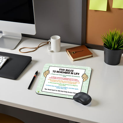 Five Rules to Remember in Life Funny Novelty Mousemat/Pad Anti Slip Computer PC Mouse Mat