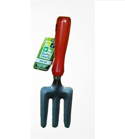 GARDEN HAND FORK WITH WOOD HANDLE