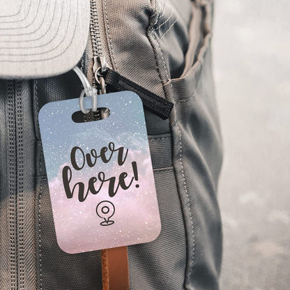 LT011 Over here! Novelty Funny Unique Designer Gift Glossy Plastic Suitcase Luggage Tag