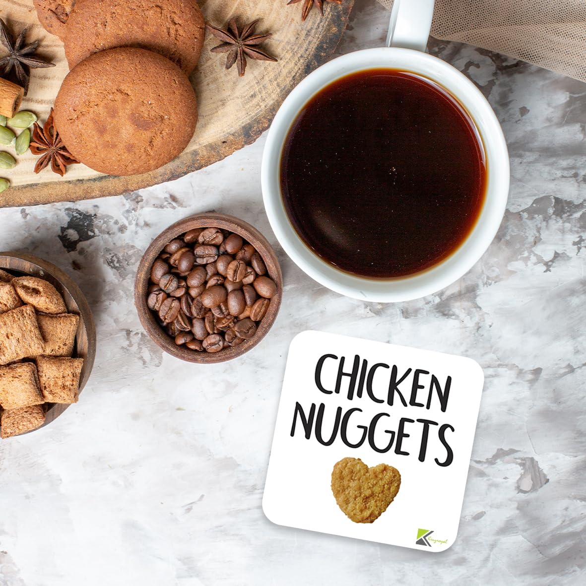 CS850 Chicken Nuggets Novelty Funny Coffee Tea Drink Gift Glossy MDF Wooden Coaster | Gifts for Men, Women, Friend, Foodie | Funny Gag Gift & Stocking Filler