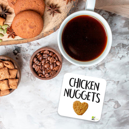 CS850 Chicken Nuggets Novelty Funny Coffee Tea Drink Gift Glossy MDF Wooden Coaster | Gifts for Men, Women, Friend, Foodie | Funny Gag Gift & Stocking Filler