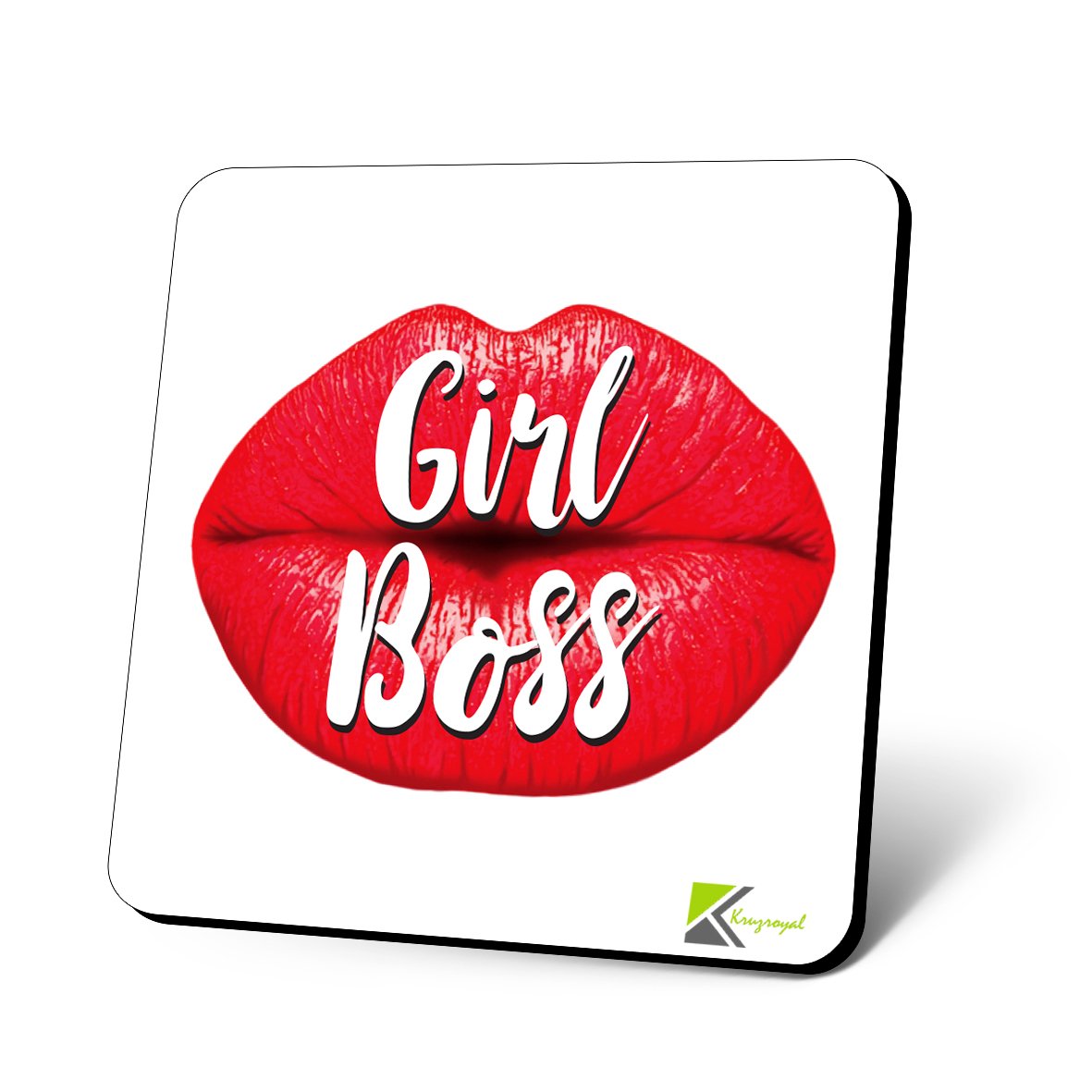 CS914 Girl Boss Novelty Funny Coffee Tea Drink Gift Glossy MDF Wooden Coaster