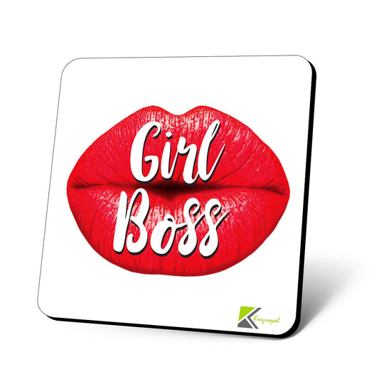 CS914 Girl Boss Novelty Funny Coffee Tea Drink Gift Glossy MDF Wooden Coaster
