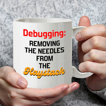 Kruzroyal Debugging Mug | Funny Programmer Gift for Software Engineer Developer Coder | 11oz Ceramic Coffee Cup | Tech Humor