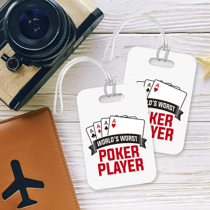 LT032 World's Worst Poker Player Novelty Funny Unique Designer Gift Glossy Plastic Suitcase Luggage Tag
