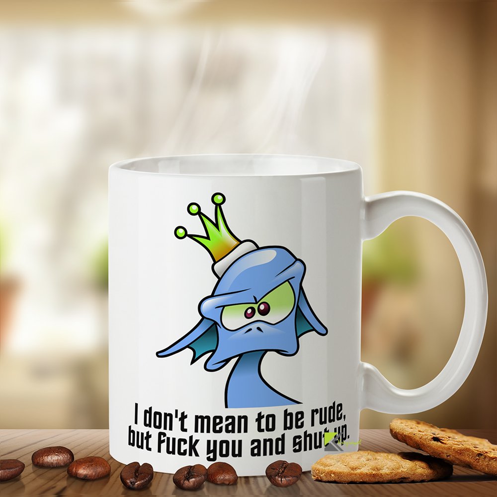 Kruzroyal Rude Novelty Mug, I Don't Mean to Be Rude Design, Funny Offensive Gag Gift for Coworkers & Friends, White Ceramic Coffee Cup, 11 oz