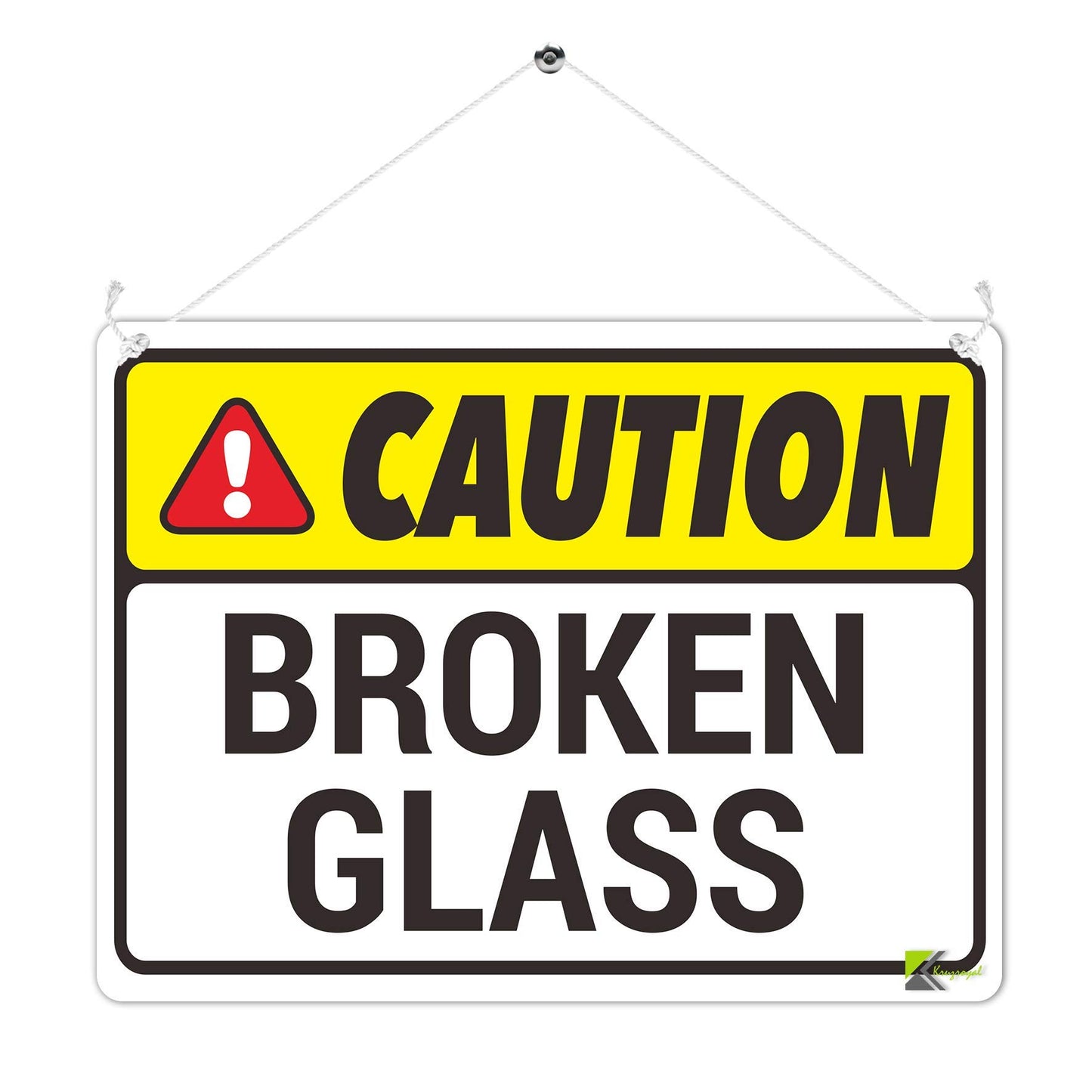 Kruzroyal MP452 Caution : Broken Glass Funny Novelty Retro Vintage Metal Wall Sign Plaque 20cm x 15cm