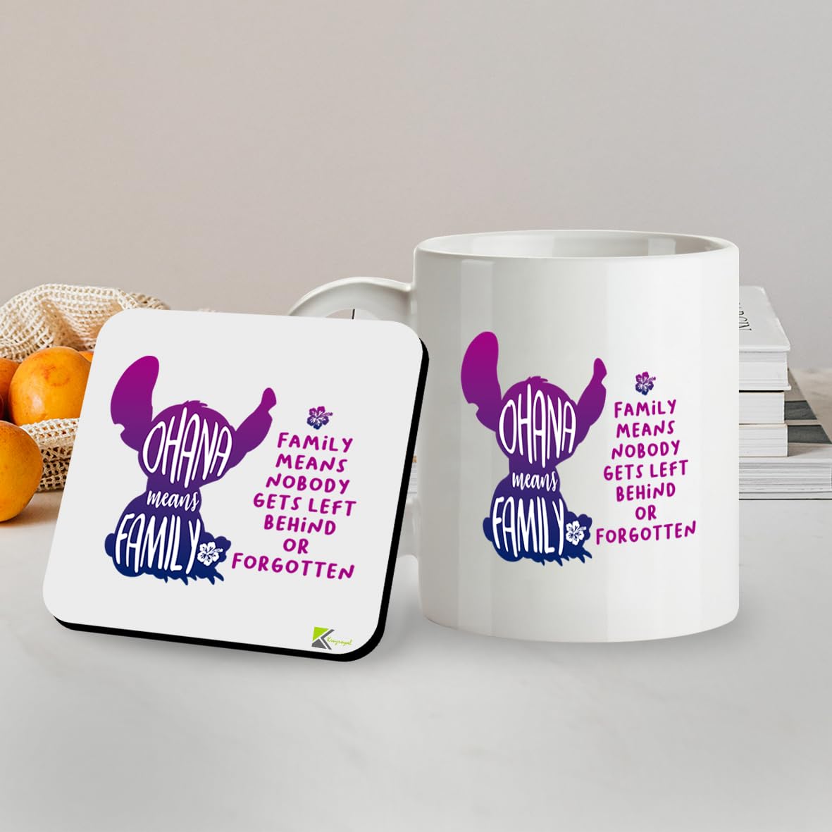 Kruzroyal SM089 Ohana Means Family, Family Means Nobody gets Left Behind Or Forgotten - 11OZ Mug & Matching Coaster Set