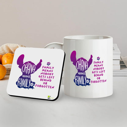 Kruzroyal SM089 Ohana Means Family, Family Means Nobody gets Left Behind Or Forgotten - 11OZ Mug & Matching Coaster Set