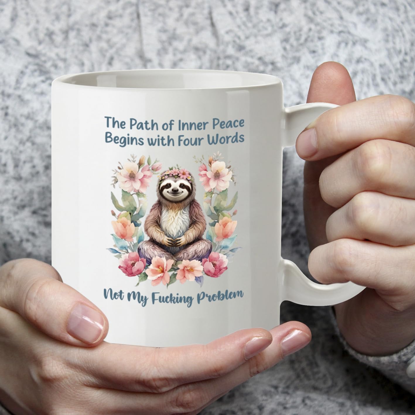 Kruzroyal Funny Sloth Mug | Inner Peace Sarcastic Quote | Novelty Gift for Women Men Coworker Friend | Office Humour Secret Santa 11oz