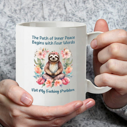 Kruzroyal Funny Sloth Mug | Inner Peace Sarcastic Quote | Novelty Gift for Women Men Coworker Friend | Office Humour Secret Santa 11oz