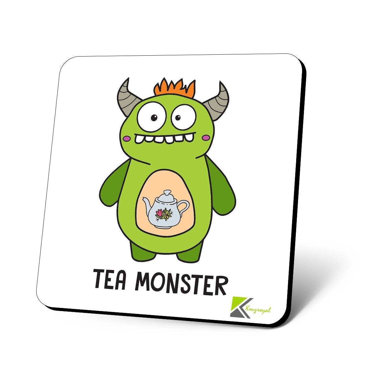 CS1000 Tea Monster Novelty Funny Coffee Tea Drink Gift Glossy MDF Wooden Coaster