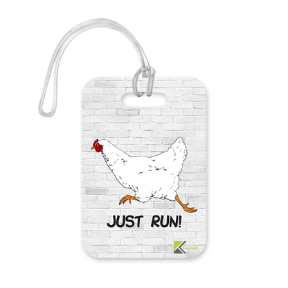 LT289 JUST Run! Novelty Funny Unique Designer Gift Glossy Plastic Suitcase Luggage Tag