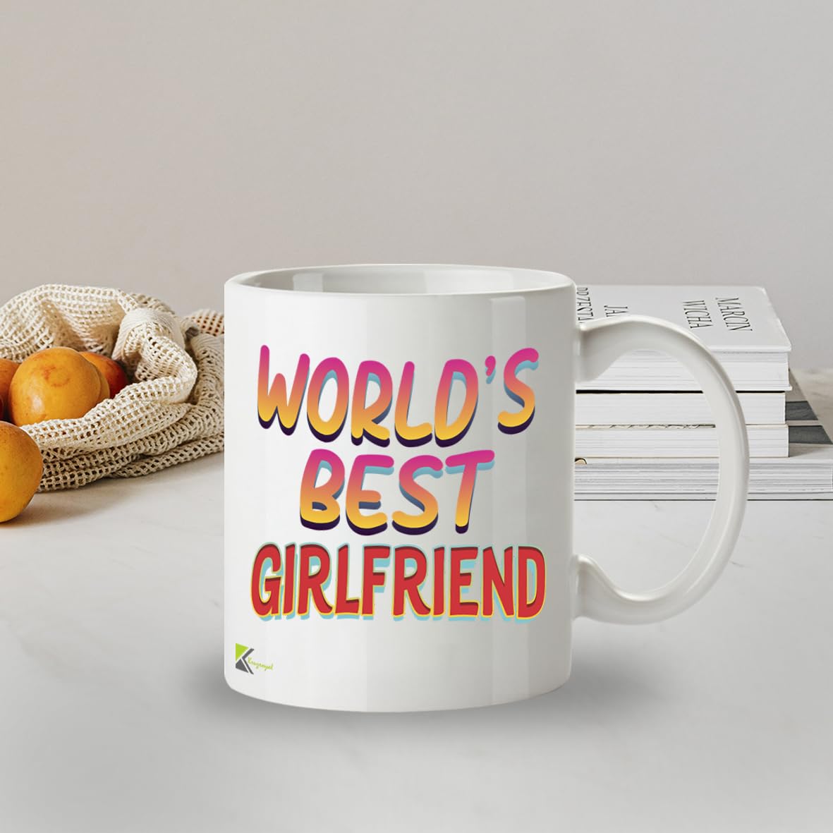 Kruzroyal DZ836 World's Best Girlfriend Mug 11oz - White Ceramic Coffee & Tea Cup - Romantic Birthday, Anniversary, Valentine's Present for Her