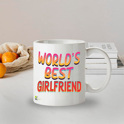 Kruzroyal DZ836 World's Best Girlfriend Mug 11oz - White Ceramic Coffee & Tea Cup - Romantic Birthday, Anniversary, Valentine's Present for Her