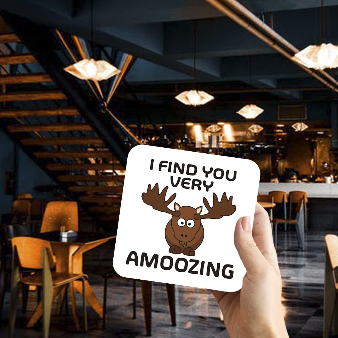CS702 I find You Very amoozing Novelty Funny Coffee Tea Drink Gift Glossy MDF Wooden Coaster