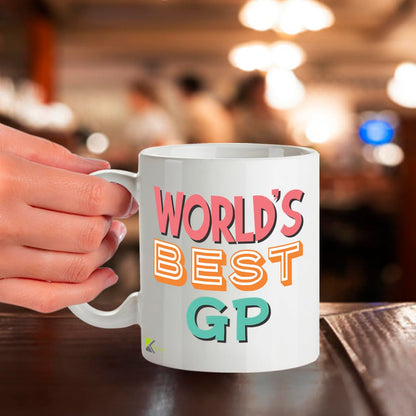 Kruzroyal DZ880 World's Best GP Mug 11oz - White Ceramic Cup for Doctor, Medical Professional - Thank You, Retirement, Birthday Present