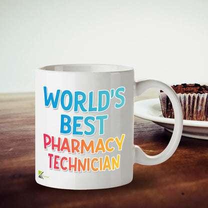 Kruzroyal DZ875 World's Best Pharmacy Technician Mug 11oz - White Ceramic Cup for Dispenser, Chemist Staff - Thank You, Leaving, Birthday Present
