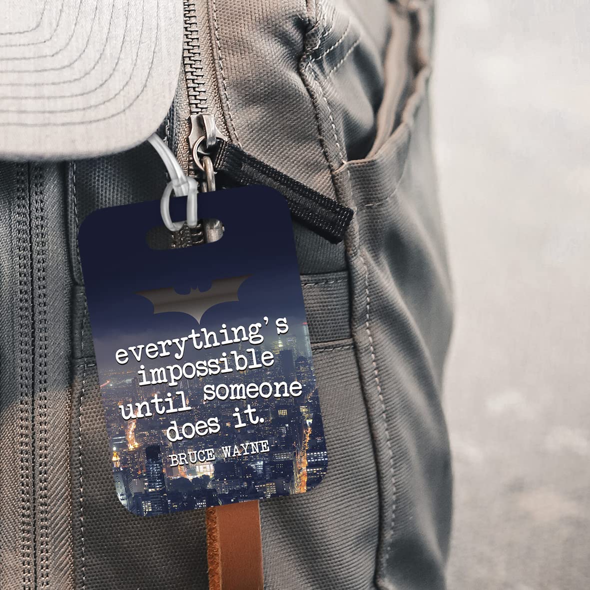 LT221 Everything's Impossible Until Someone Does it. : Bruce Wayne Novelty Funny Unique Designer Gift Glossy Plastic Suitcase Luggage Tag
